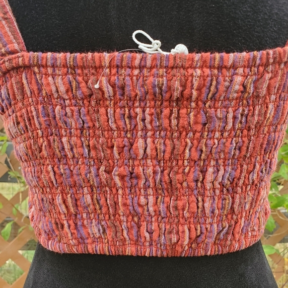 NWT American Eagle Cropped Corset Top Size XS Red Striped - Picture 11 of 13